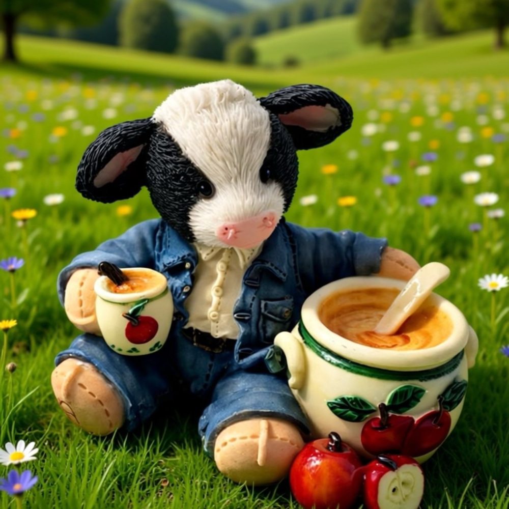 Enesco Mary Moo Moos 142832- Sweet Warm and Wonderful- Apple- Cow Figurine